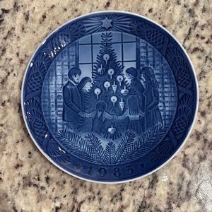 Royal Copenhagen Christmas Plate 1983 Blue Porcelain Denmark Collectible Decor